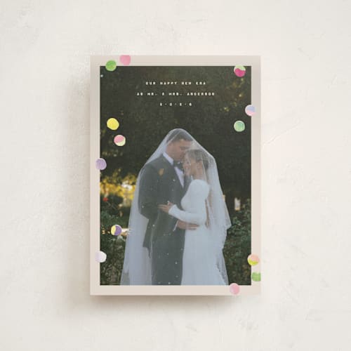 This is a cream christmas postcards with standard by Anastasia Makarova called our new era printing on signature in postcard