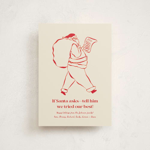 This is a reindeer nose christmas postcards with standard by Sierra Lee called if santa asks printing on signature in postcard