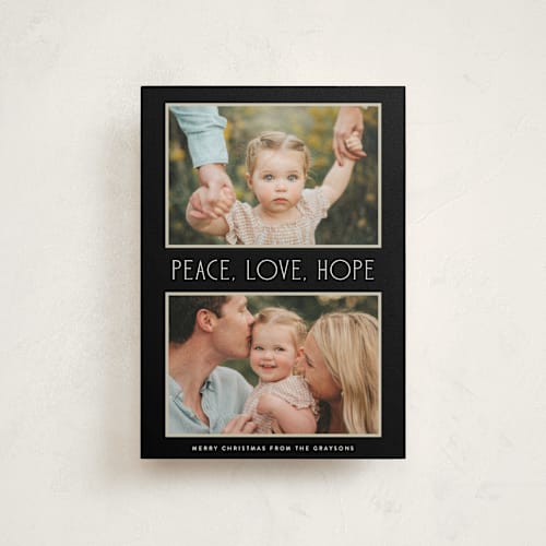 This is a midnight christmas postcards with standard by Lindsay Megahed called peaceful pair printing on signature in postcard