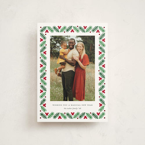 This is a holly christmas postcards with standard by Erica Krystek called disney's modern mickey holly printing on signature in postcard