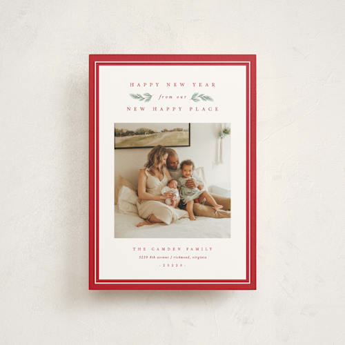 This is a poinsettia christmas postcards with standard by Amy Kross called new happy place printing on signature in postcard