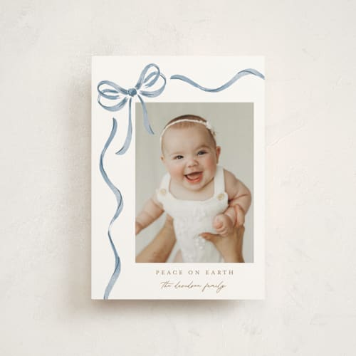 This is a blueberry christmas postcards with standard by Jackie Crawford called watercolor bow printing on signature in postcard