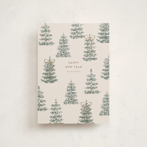 This is a champagne christmas postcards with standard by Angela Garrick called festive forest printing on signature in postcard