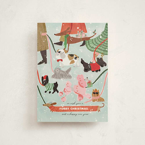 This is a winter christmas postcards with standard by Menci Zaga called furry christmas printing on signature in postcard