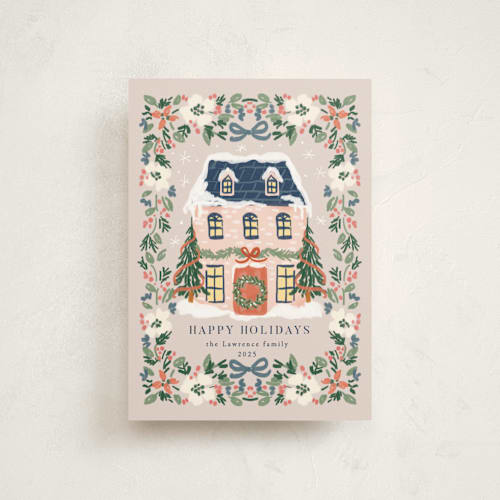 This is a winter rose christmas postcards with standard by Petra Kern called little housey printing on signature in postcard