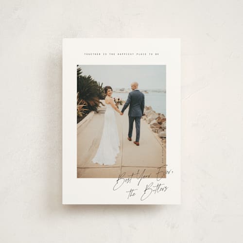 This is a snow christmas postcards with standard by Orasie called merriest together printing on signature in postcard