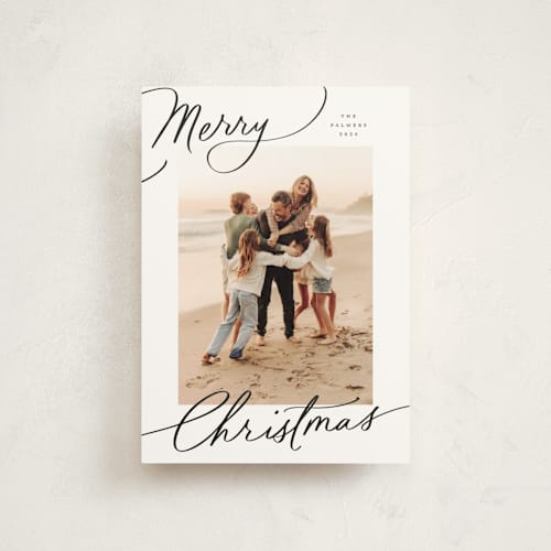 This is a snow christmas postcards with standard by Everett Paper Goods called evoke printing on signature in postcard