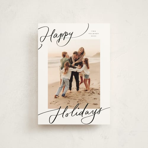 This is a snow christmas postcards with standard by Everett Paper Goods called evoke printing on signature in postcard