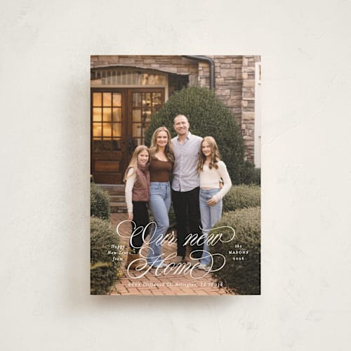 This is a snow christmas postcards with standard by Blustery August called abode printing on signature in postcard