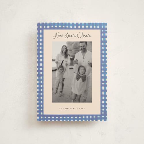 This is a ocean christmas postcards with standard by Teju Reval called bold gingham printing on signature in postcard