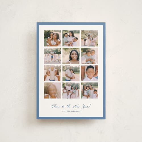 This is a blue jay christmas postcards with standard by Anupama called yearly checkerboard printing on signature in postcard