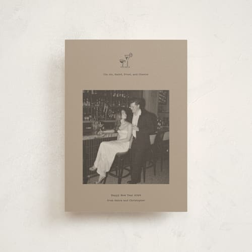 This is a stone christmas postcards with standard by Bailamor Design by CM called cin cin printing on signature in postcard