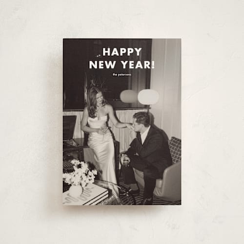 This is a snowfall christmas postcards with standard by Stacey Meacham called simple greetings printing on signature in postcard