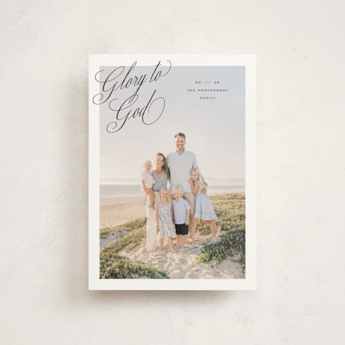 This is a onyx christmas postcards with standard by Pixel and Hank called glory to printing on signature in postcard