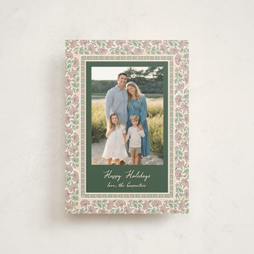 This is a forest christmas postcards with standard by Creo Study called floral block print printing on signature in postcard