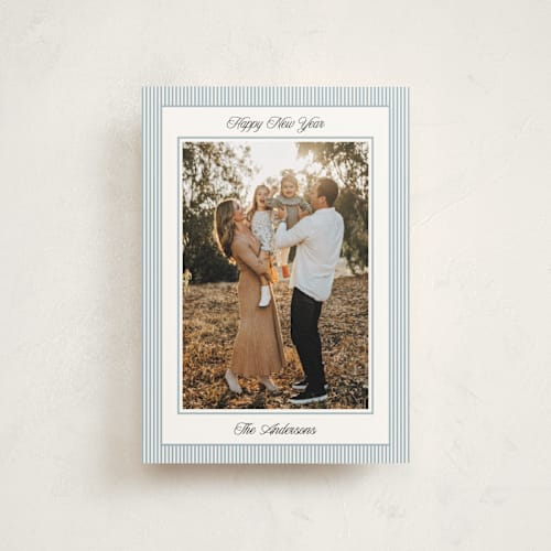 This is a pool christmas postcards with standard by Annie Shapiro called little stripes printing on signature in postcard