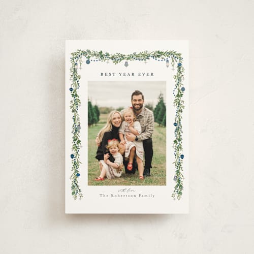 This is a winterberry christmas postcards with standard by Susan Moyal called pine garland printing on signature in postcard