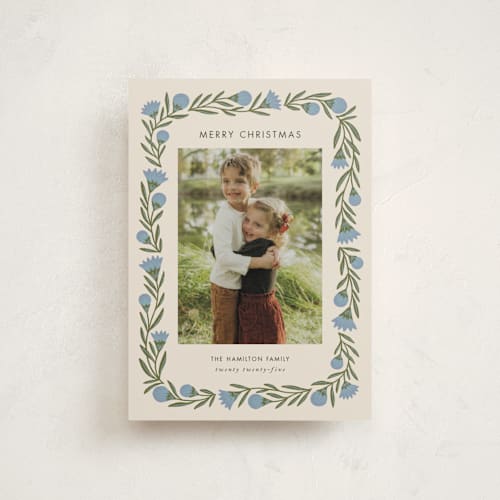 This is a blue spruce christmas postcards with standard by Jen Owens called wreath wrap printing on signature in postcard