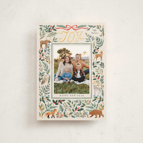 This is a pine christmas postcards with standard by Elly called wild forest printing on signature in postcard