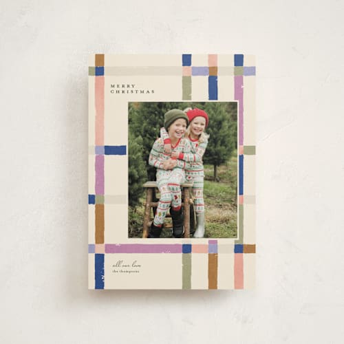 This is a sugar plum christmas postcards with standard by Carrie ONeal called knitted plaid printing on signature in postcard
