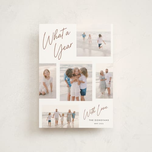 This is a copper christmas postcards with standard by Stacey Meacham called simply scripted printing on signature in postcard