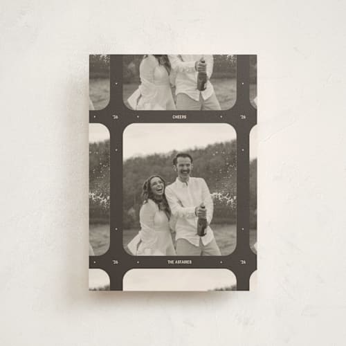 This is a coffee bean christmas postcards with standard by Meggy Masters called vintage film printing on signature in postcard