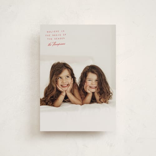 This is a cranberry christmas postcards with standard by Heather Schertzer called believe printing on signature in postcard