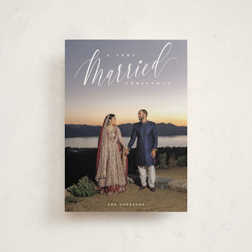 This is a snow christmas postcards with standard by Nicoletta Savod called very married christmas printing on signature in postcard