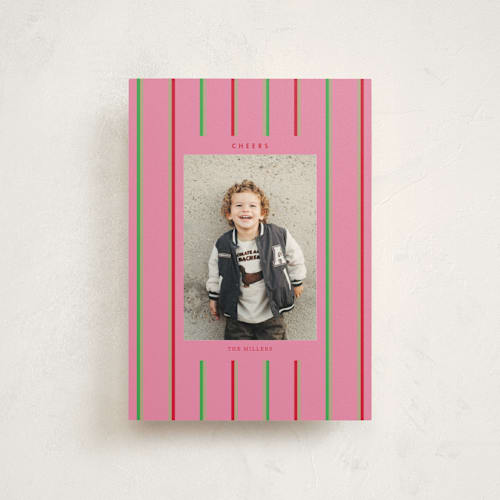 This is a peony christmas postcards with standard by Baumbirdy called colorful stripes printing on signature in postcard