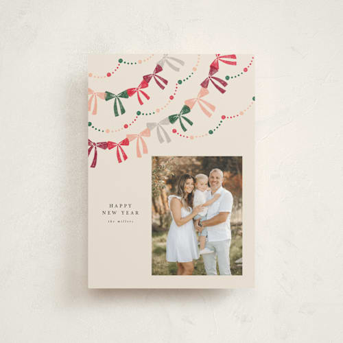 This is a candied apple christmas postcards with standard by Vivian Yiwing called bow garland printing on signature in postcard