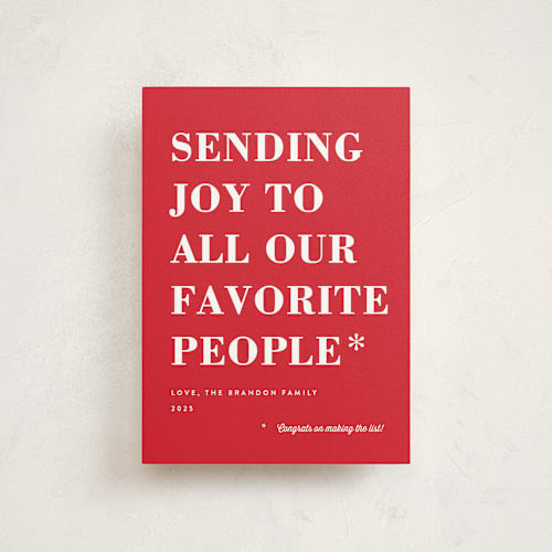 This is a candy apple christmas postcards with standard by Amy Payne called you made the list printing on signature in postcard