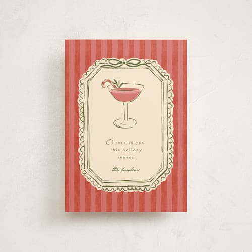 This is a candy cane christmas postcards with standard by Susan Zinader called cheers to you printing on signature in postcard