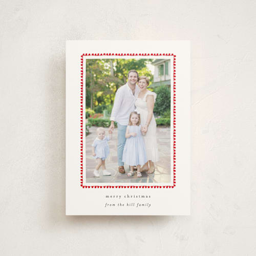 This is a berry christmas postcards with standard by Sara Hicks Malone called hand drawn scallop printing on signature in postcard