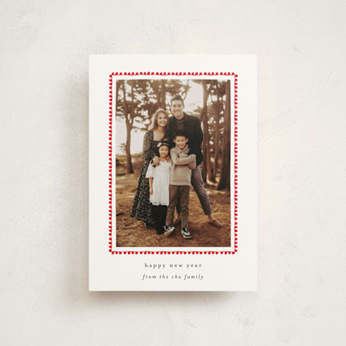 This is a berry christmas postcards with standard by Sara Hicks Malone called hand drawn scallop printing on signature in postcard