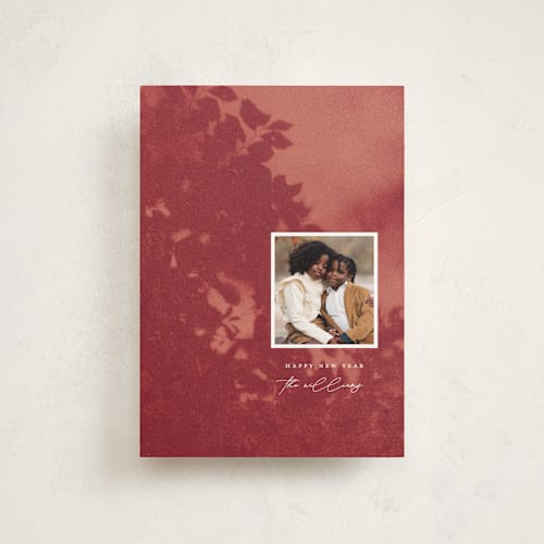 This is a cranberry christmas postcards with standard by Snow and Ivy called penumbra printing on signature in postcard