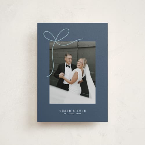 This is a blue spruce christmas postcards with standard by Yuliya Evseeva called little bow printing on signature in postcard