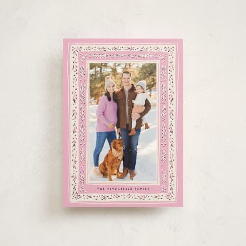 This is a rose christmas postcards with standard by Gwen Bedat called modern tapestry printing on signature in postcard