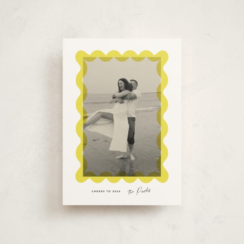 This is a halo christmas postcards with standard by Creo Study called squiggle overlay printing on signature in postcard