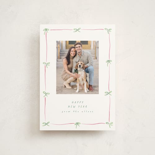 This is a candy christmas postcards with standard by Susan Zinader called preppy bow border printing on signature in postcard