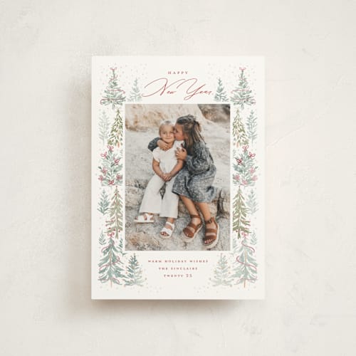 This is a snowflake christmas postcards with standard by Petra Kern called pick your tree printing on signature in postcard