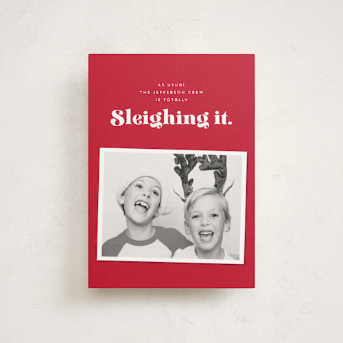 This is a santa christmas postcards with standard by Corinne Malesic called sleighing it printing on signature in postcard