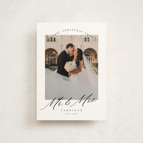 This is a veil christmas postcards with standard by Pink House Press called mr. and mrs. printing on signature in postcard