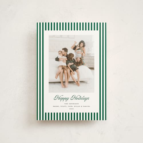 This is a pine christmas postcards with standard by Erika Firm called mini cabana stripes printing on signature in postcard