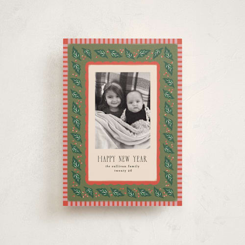 This is a pine needle christmas postcards with standard by Julie Murray called francie printing on signature in postcard