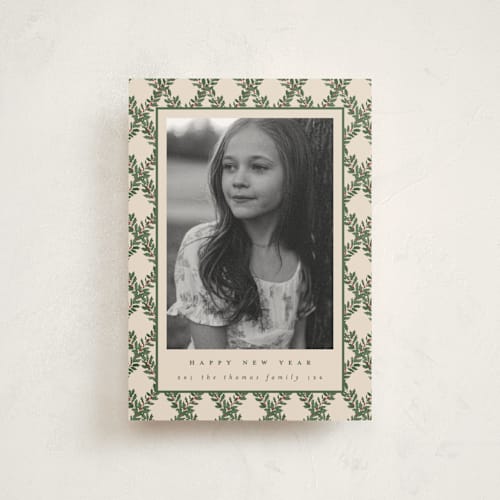 This is a eggnog christmas postcards with standard by Leah Bisch called holly trellis printing on signature in postcard