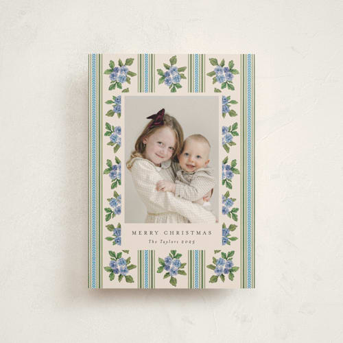 This is a denim christmas postcards with standard by Christy Hy Lee called nostalgic wallpaper printing on signature in postcard