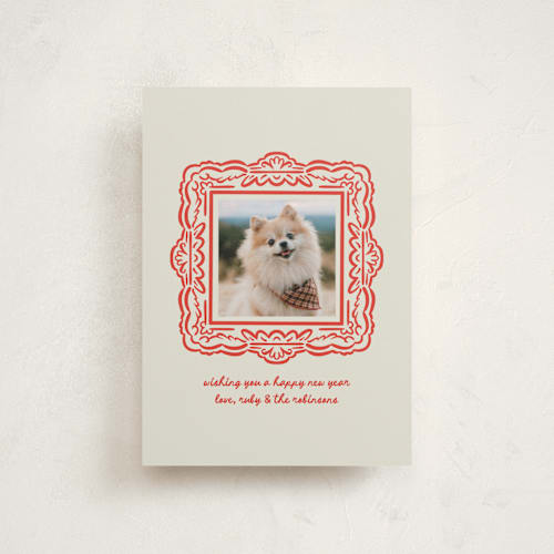 This is a berry christmas postcards with standard by mo kelley called friendly frame printing on signature in postcard