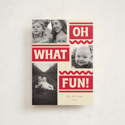 This is a cranberry christmas postcards with standard by Baumbirdy called ski slope printing on signature in postcard