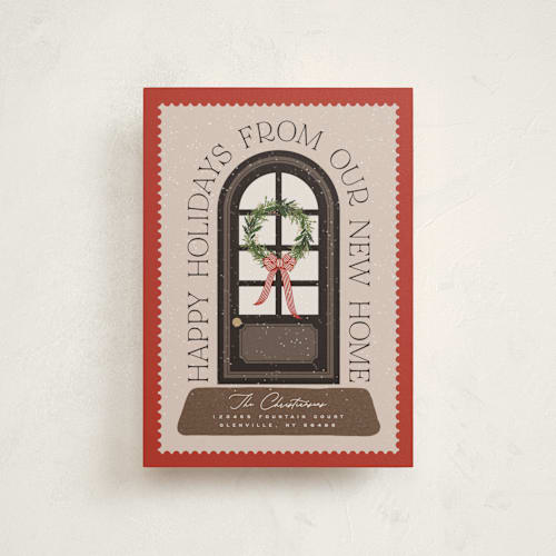 This is a holly christmas postcards with standard by Erin L. Wilson called home printing on signature in postcard