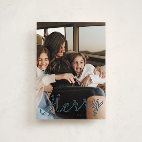 This is a night christmas postcards with standard by Lori Wemple called a merry ribbon printing on signature in postcard